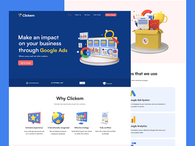 Clickem - Website 3d branding design fabulo google ads home homepage landing page web website