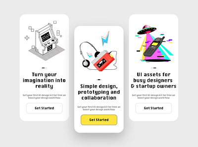 Retro UI app design illustration minimal minimalist ui ux