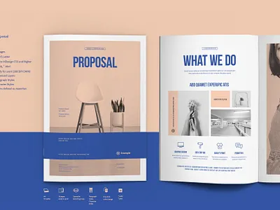 Proposal Vol. 34 - InDesign Template blue brochure brochure template business proposal indesign proposal modern offer pink print design proposal proposal design proposal template typoedition ultramarine