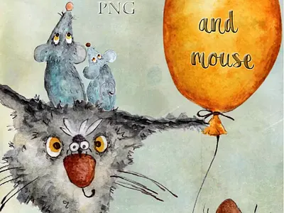 Cat and Mouse Postcard graphic design illustration typography