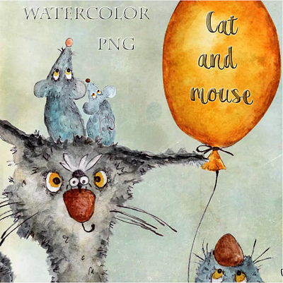 Cat and Mouse Postcard graphic design illustration typography