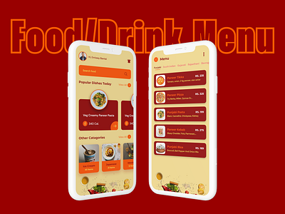 Food/Drink Menu DailyUI #043 app design daily ui 043 daily ui inspiration dailyui dailyui 043 drink menu drinks menu food menu mobile app design mobile app ui design mobile ui design product app design restaurant menu ui web ui web ui design