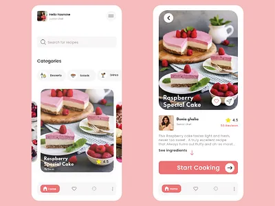 Raspberry Special Cake animation app design illustration prototype ui ux