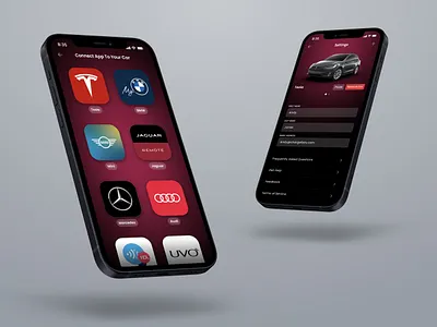 Connect Car + Settings android app application blur car charging clean design electric ev gradient ios iphone mobile ui ux