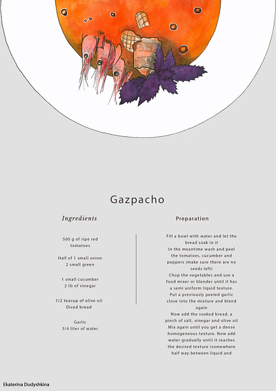 Gazpacho food illustration for restaurant design food foodart foodillustration foodsketch illustration illustrator menu orange restaurant sketch soup watercolor