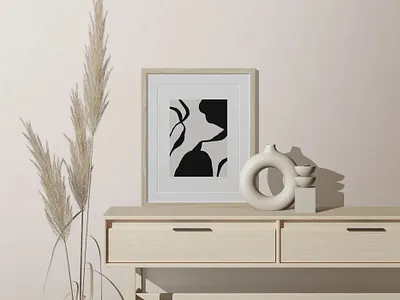 Frame Mockup On The Table With Decorative Vase And Candle graphicdesign