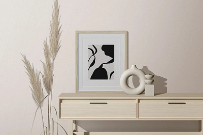 Frame Mockup On The Table With Decorative Vase And Candle graphicdesign