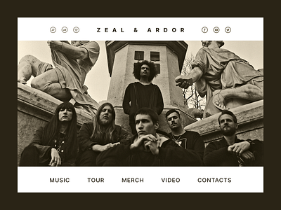 Zeal & Ardor site screen design metal music shot ui zeal ardor