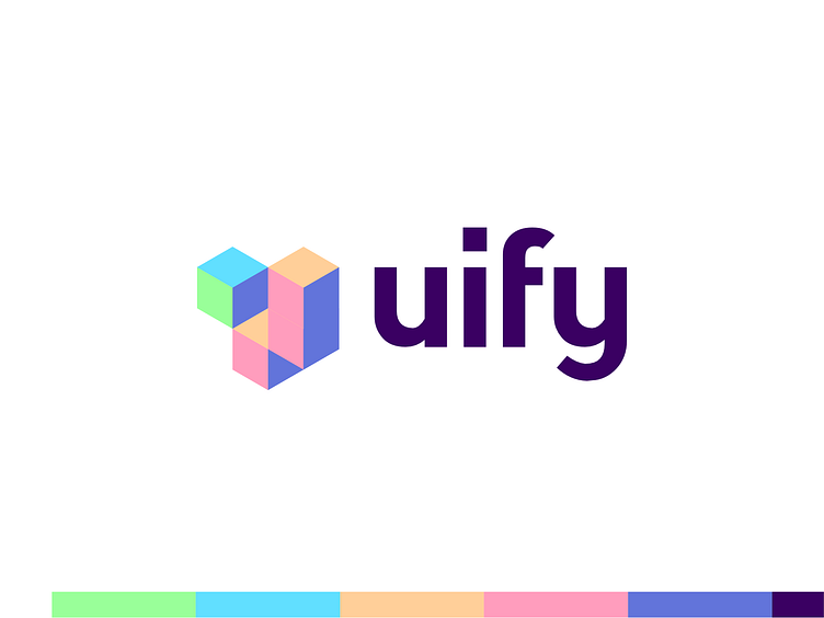 Uify, modular visual UI builder logo: U letter + building blocks by ...