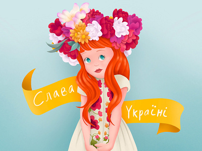 Slava Ukraini child colorful digital painting flower crown girl illustration peace slava ukraini sweet ukraine vinok