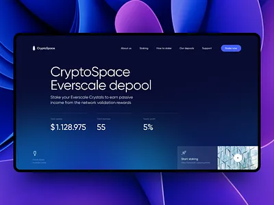 CryptoSpace | Hero screen blur crypto design glass gradients hero screen landing ui web design