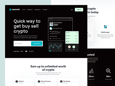 Crypto Buy Sell website design black design crypto buy sell crypto landing pages cryptocurrency exchange defi nft website product design trading app wallet website website design