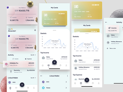 Financial UI Concept - Mobile Design App 3d app balance card clean concept credit card design discover finance graphic design income expense management minimal mobile design money statistic ui ux wallet