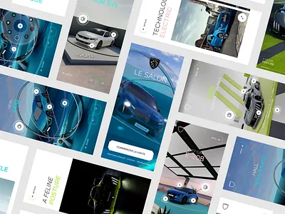 Le Salon Peugeot 3d app application branding car electriccar hybrid interaction mobile peugeot photography salondelauto typography userinterface