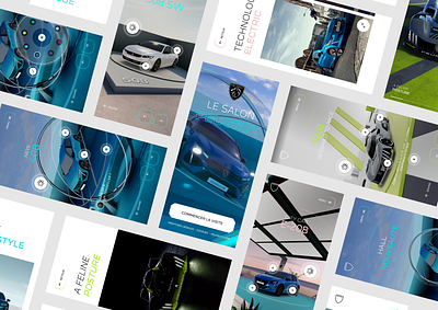 Le Salon Peugeot 3d app application branding car electriccar hybrid interaction mobile peugeot photography salondelauto typography userinterface