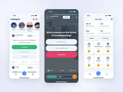 Quiz app game list main mobile profile question quiz stories