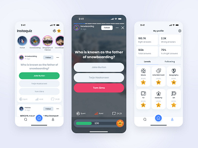 Quiz app game list main mobile profile question quiz stories