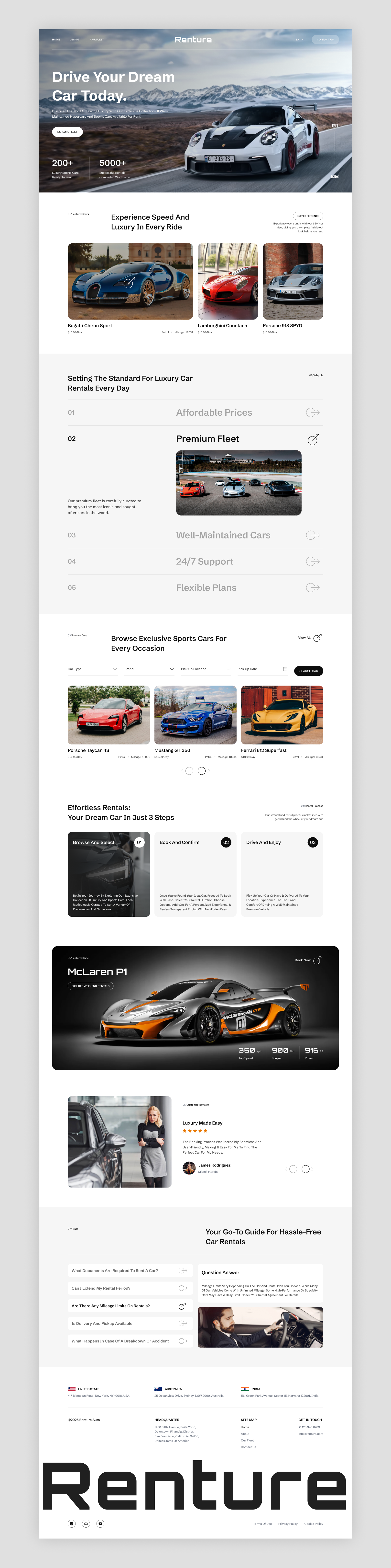 🚗 Renture – Luxury Car Rental Website UI by Yudiz Solutions Ltd on Dribbble