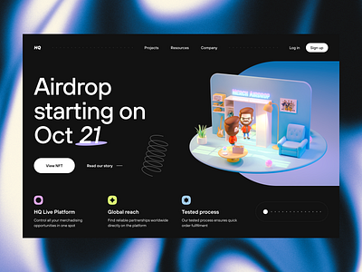 HQ - Interactive Carousel 3d airdrop animation carousel collection design merch nft rotating ui ui design web design