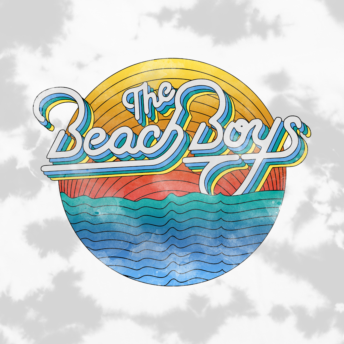 The Beach Boys abstract apparel band merchandise bandmerch colorful design illustration logo merch merch company merchandise music music industry print shop screen print shirt texture tshirt typography vintage