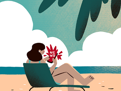 Vacation 2022 anxiety beach character digital art digital illustration girl illustration news phone procreate procreate art vacation