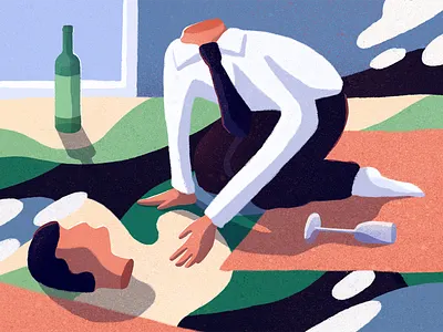 The Hangover colourful digital editorial illustrated illustration illustrator lifestyle pattern procreate retro texture