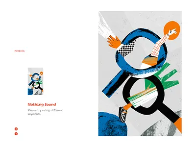 Physica Magazine: Nothing Found Page artistic branding collage design editorial empty graphic design illustration interaction design interface journal magazine nothing found science search ui user experience ux web web design