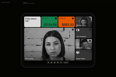 Meeting Cost Counter agenda animation chat conference dark mode dashboard dashboard ui event meetin ui meeting meeting room online meeting product design saas seminar ui ux video video call video chat