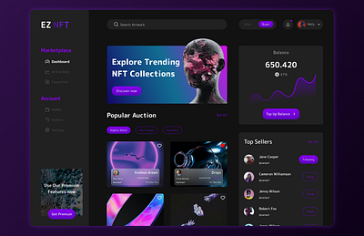 Nft dashboard dark dark mood dashboard design graphic design nft ui ux