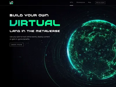 NFT Virtual Land in Metaverse dark game green land nft ui virtual