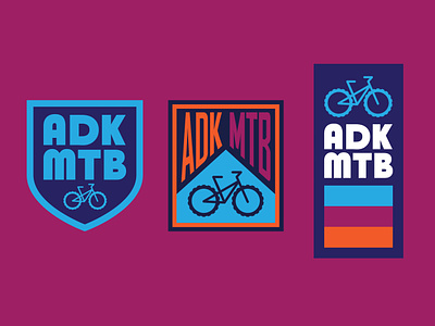 ADK MTB - Pure Adirondacks Stickers adirondacks badge logo mountain biking retro sports sports design thick lines