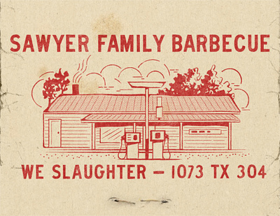 Texas Chainsaw Gas Station Matchbook Art design graphic art illustration matchbook matchbook art matchbox texas texas chainsaw massacre texaschainsaw vintage vintage inspired