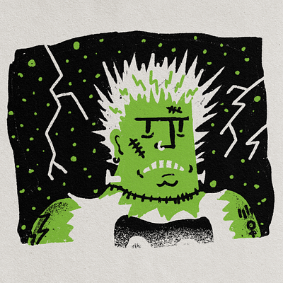 Gimmie gimmie shock treatment. editorial editorial illustration frankenstein halloween illustration punk science texture