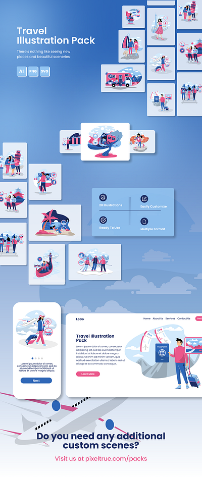 Travel Illustration Pack by Pixel True character graphic design illustration vector vector illustration