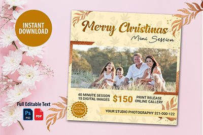 Christmas Mini Session Template christmas cards christmas mini session card christmas mini session template graphic design instagram marketing mini session card mini session template photography card photography template session marketing template xmas card xmas template