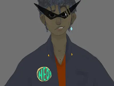 Neon Knight digital art illustration original character