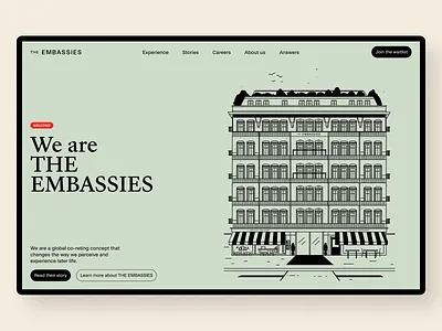 THE EMBASSIES design simple typography ui ux website