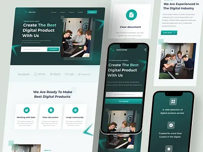 SyberCamp - Digital Agency landing page clean company desktop digital agency green landing page layout marketing modern simple trending ui ui design uiux ux website