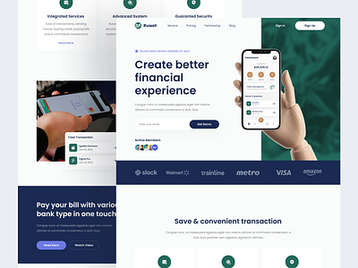 Ruwet - Finance Landingpage app design banking banking website clean design finance website financial landingpage money simple ui uiux web web design website