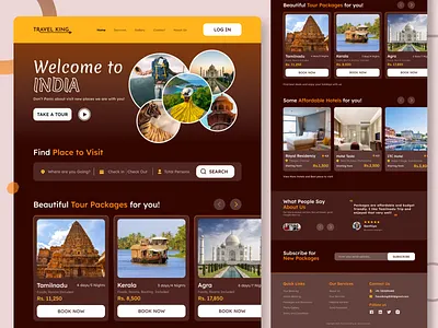 Travel King - Tour Booking Landing page branding landing page services tour tracking ui