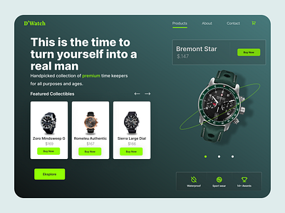 Watches Landing screen Web app branding design figma graphic design landing screen typography ui ux watch web web watch store