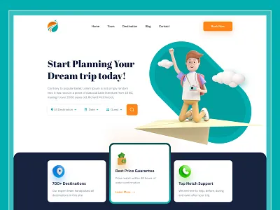 Travel Agency Landing Page : Tour : Trip : Adventure 3d agency figma graphic design psd tour travel trip ui ux web template website xd