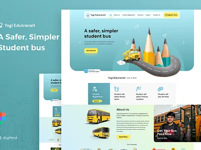 City Student Bus Transit Landing Page design branding design homepage illustration interaction landing logo page ui website