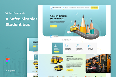 City Student Bus Transit Landing Page design branding design homepage illustration interaction landing logo page ui website