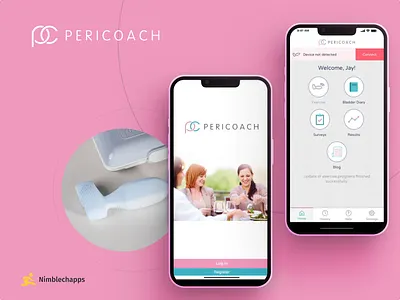 Pericoach App feminism gui interface iot iot apps medical apps mobile ui pericoach pink ui user experience user interface ux white women women app