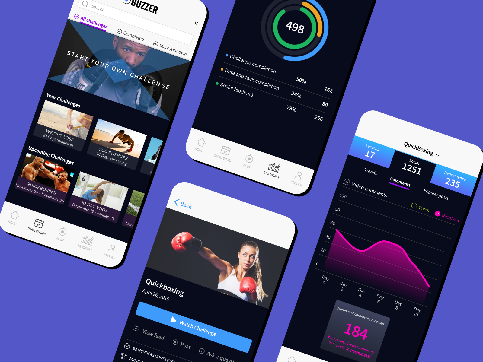 Buzzer app data analytics design information design ui ux visual design