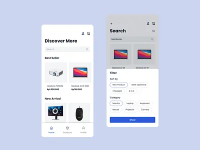 ERent: Home Search Filter Electronic Rental Mobile Application app blue clean design electronic filter minimal rental search ui