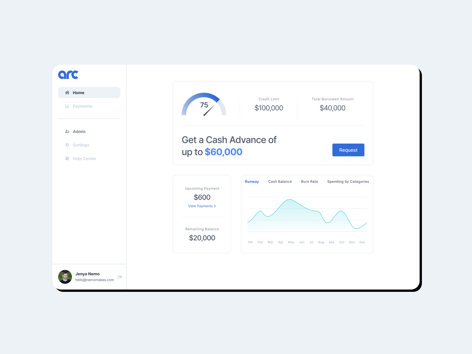 Arc Tech app design fintech platform ui research ui ux visual design
