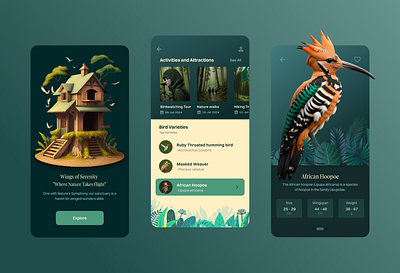 Bird Sanctuary App appdesign bird sanctuary app birdsapp creativedesign designsystem figma mobileappdesign productdesign prototyping speciestracking uidesign uiux unserinterface userexperience uxdesign