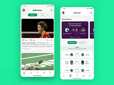 Badminton World app badminton branding design minimal sports ui ux